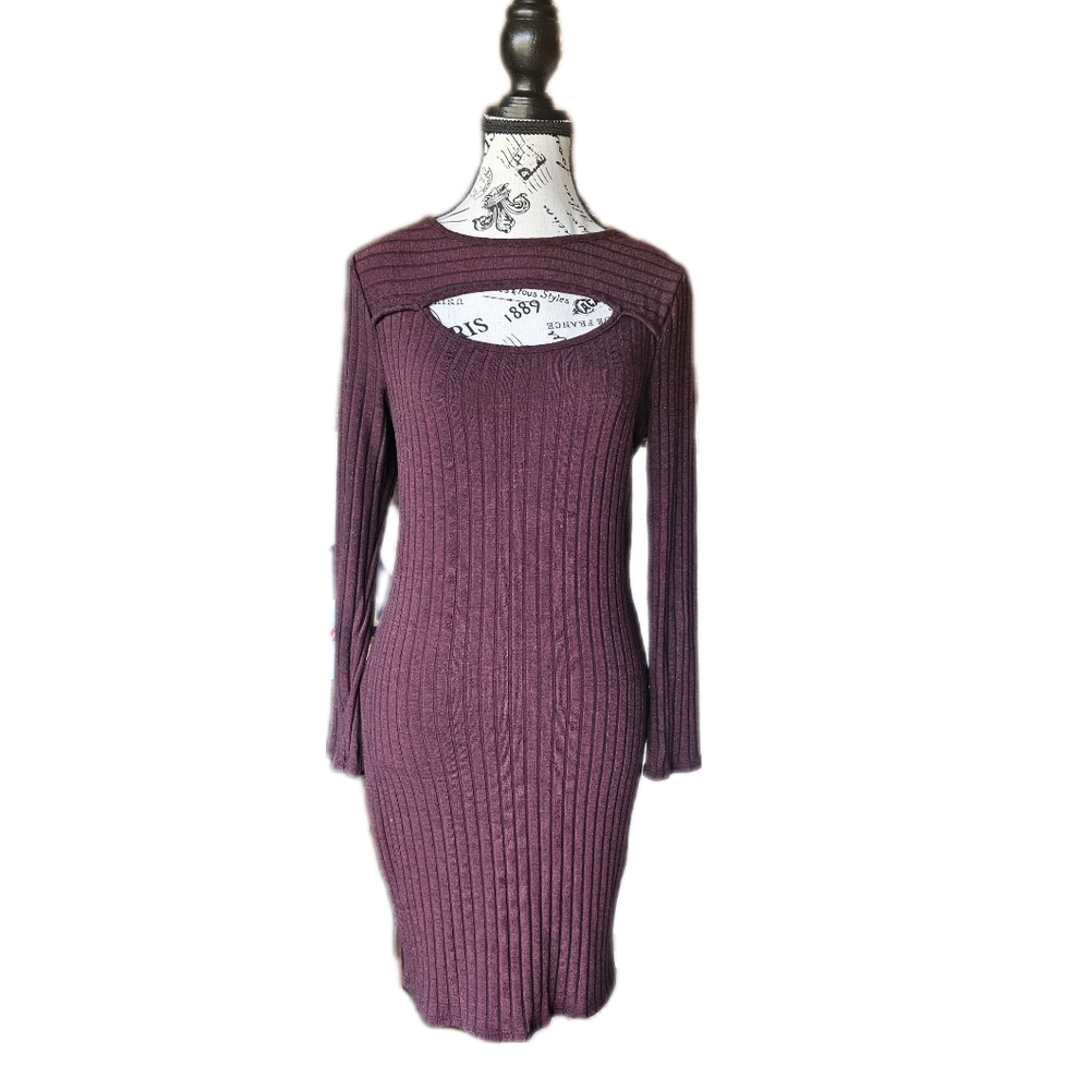 venus knit dress | Dresses | Venus Ribbed Cutout Long Sleeve Midi Sweater Masterpieces